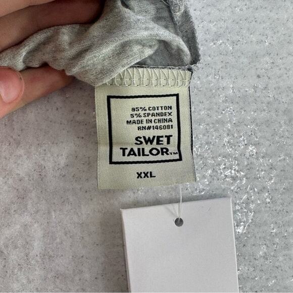 Swet Tailor Size XXL SWET Polo Shirt In Heather Gray Side Slits 3 Button NEW - Picture 6 of 10